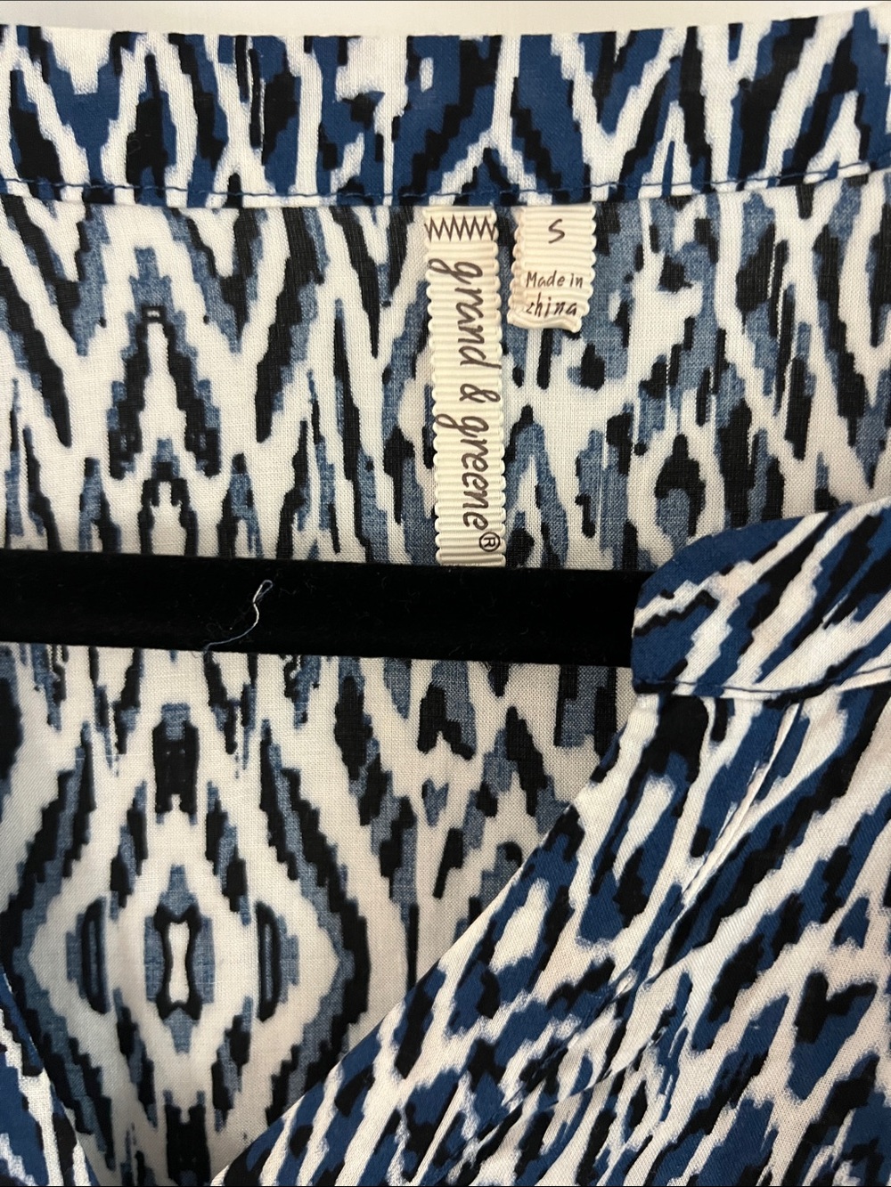 Boho Geometric Ikat Print Tunic Blouse Sz S - Picture 2 of 5
